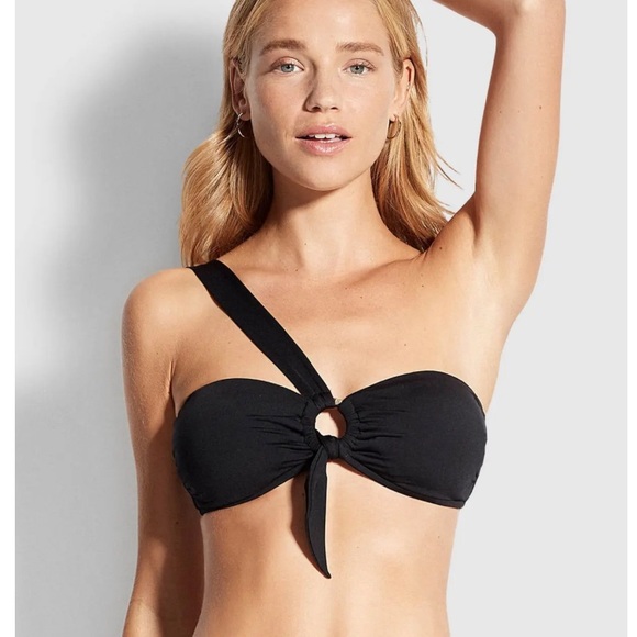 Seafolly Other - NWOT Seafolly Active Ring Front Bandeau Bikini Top black